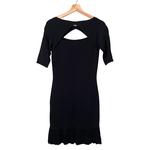 Ralph Lauren Black Label Knit‎ Cutout Pleated Knee Length Sheath Dress Black S - Picture 1 of 16